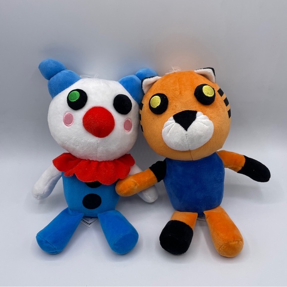 Roblox Piggy Game Plush Tiger Clown Lot Of 2 Tigry Clowny Stuffed Animal 9 inch - Picture 1 of 6